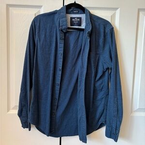 Hollister Men's Blue Epic Flex Slim Fit Shirt